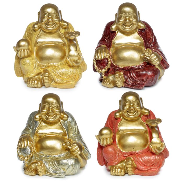 Dekorace - soška - Šťastný čínský Buddha 8cm třpytivý - malý