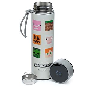 Nerezová termoláhev  s digitálním teploměrem  450ml - Minecraft-obličeje