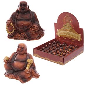 Dekorace - soška - Mini Buddha s dřevěným efektem