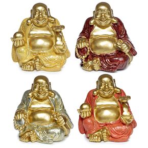 Dekorace - soška - Šťastný čínský Buddha 8cm třpytivý - malý