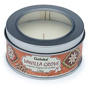 Svíčka v plechové krabičce Goloka Nag Champa Vanilkový háj