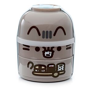 Svačinový box se dvěma patry  Bento kulatá - Kočka Pusheen 