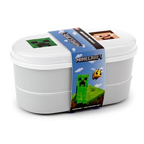 Svačinový box s příborem  Bento box -3 patra -příbory- Minecraft